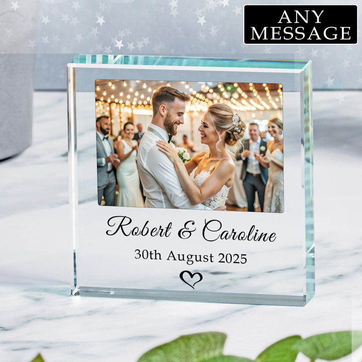 Personalised Wedding or Engagement Glass Photo Token
