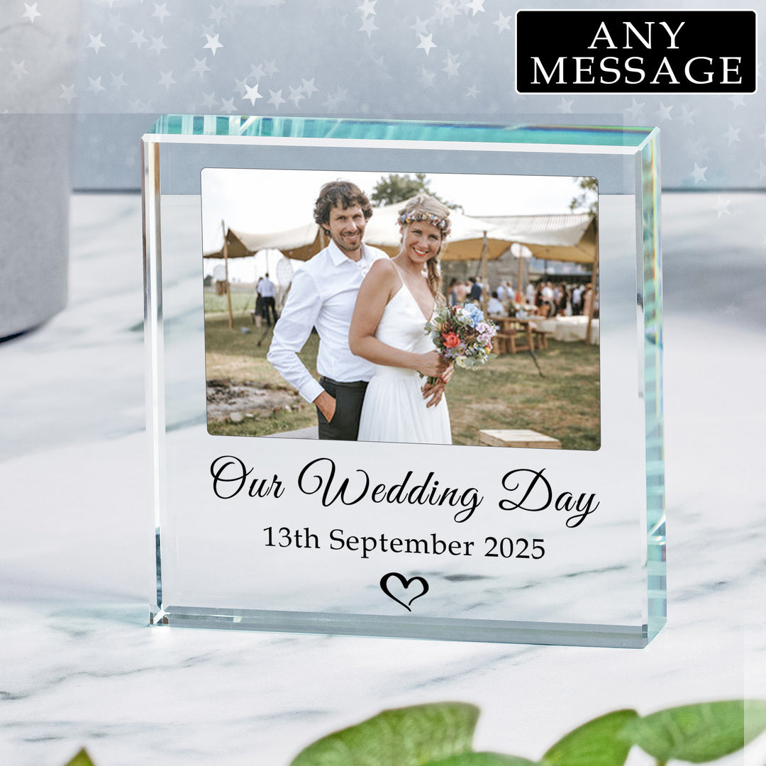 Personalised Wedding or Engagement Glass Photo Token
