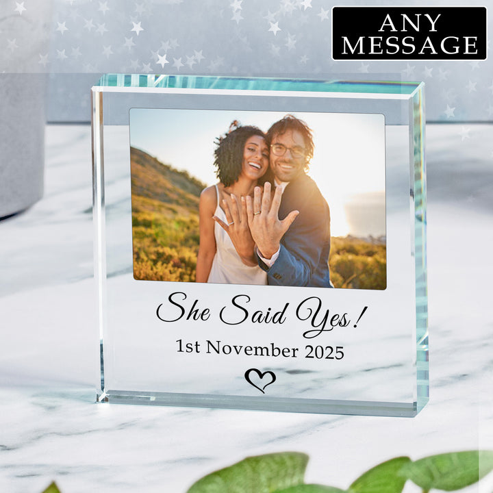 Personalised Wedding or Engagement Glass Photo Token
