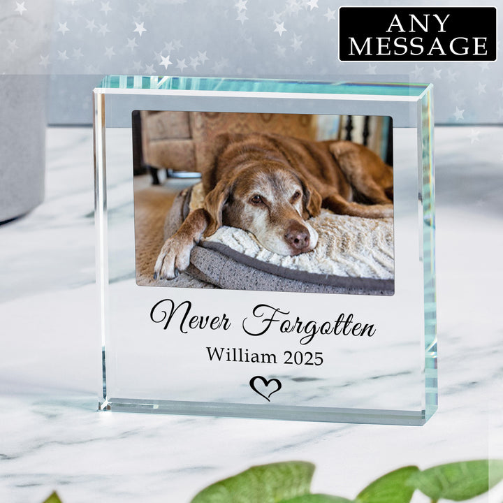 Personalised Pet Photo Glass Token with Two Lines of Text