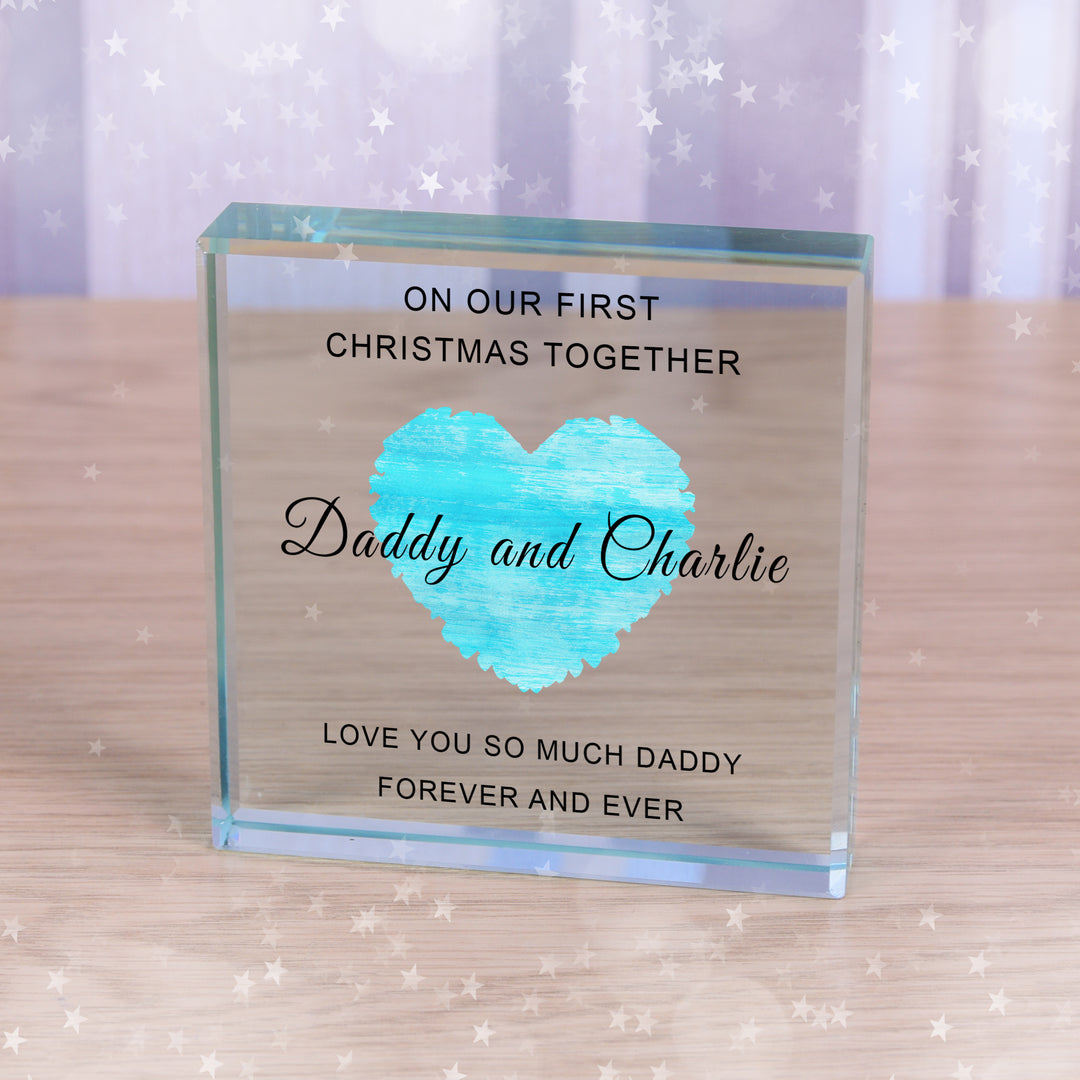 Personalised First Christmas Daddy Glass Token