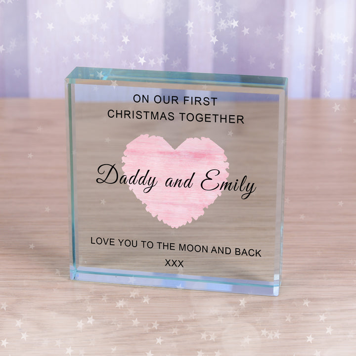 Personalised First Christmas Daddy Glass Token