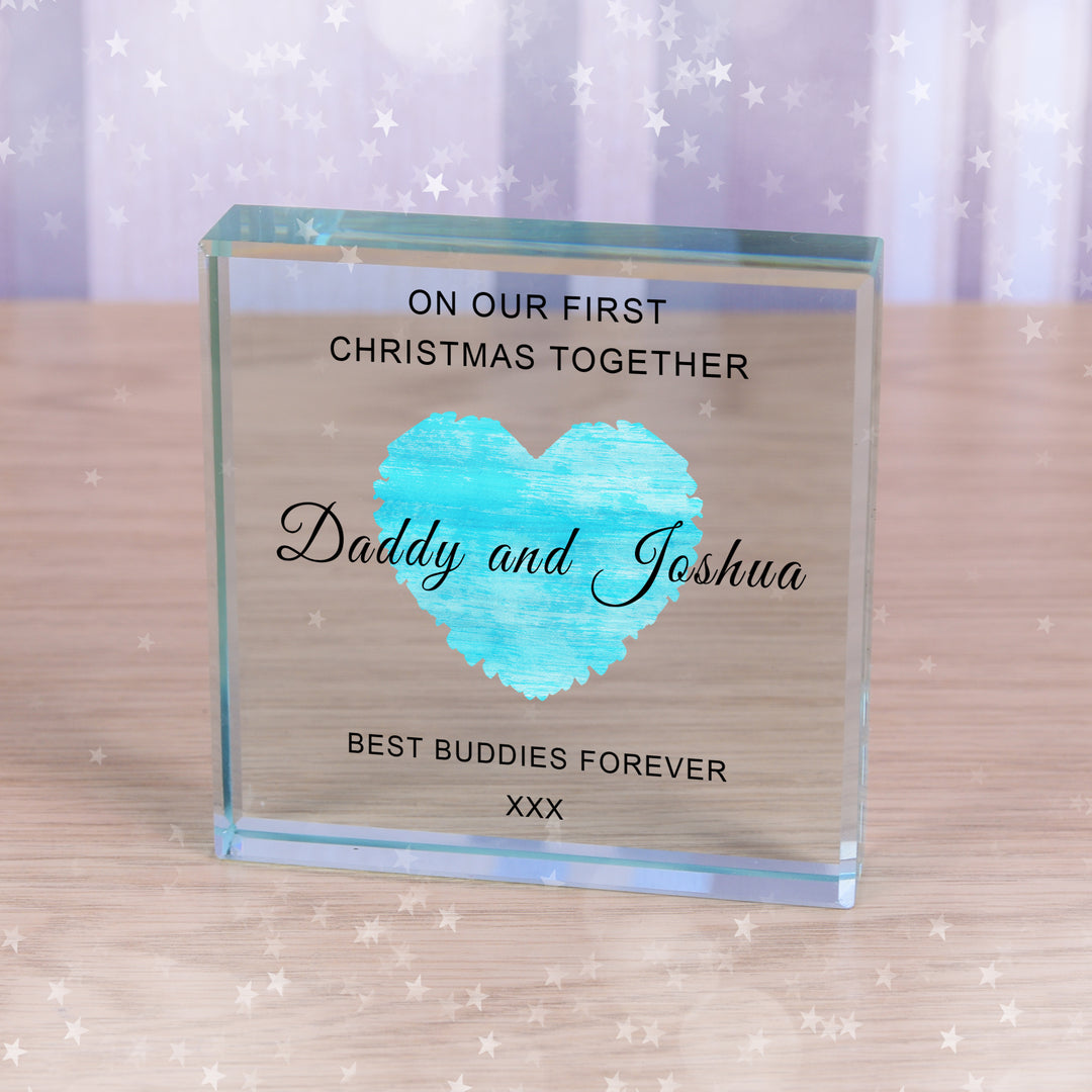 Personalised First Christmas Daddy Glass Token