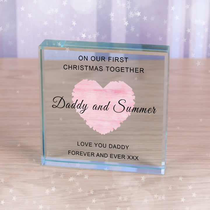 Personalised First Christmas Daddy Glass Token