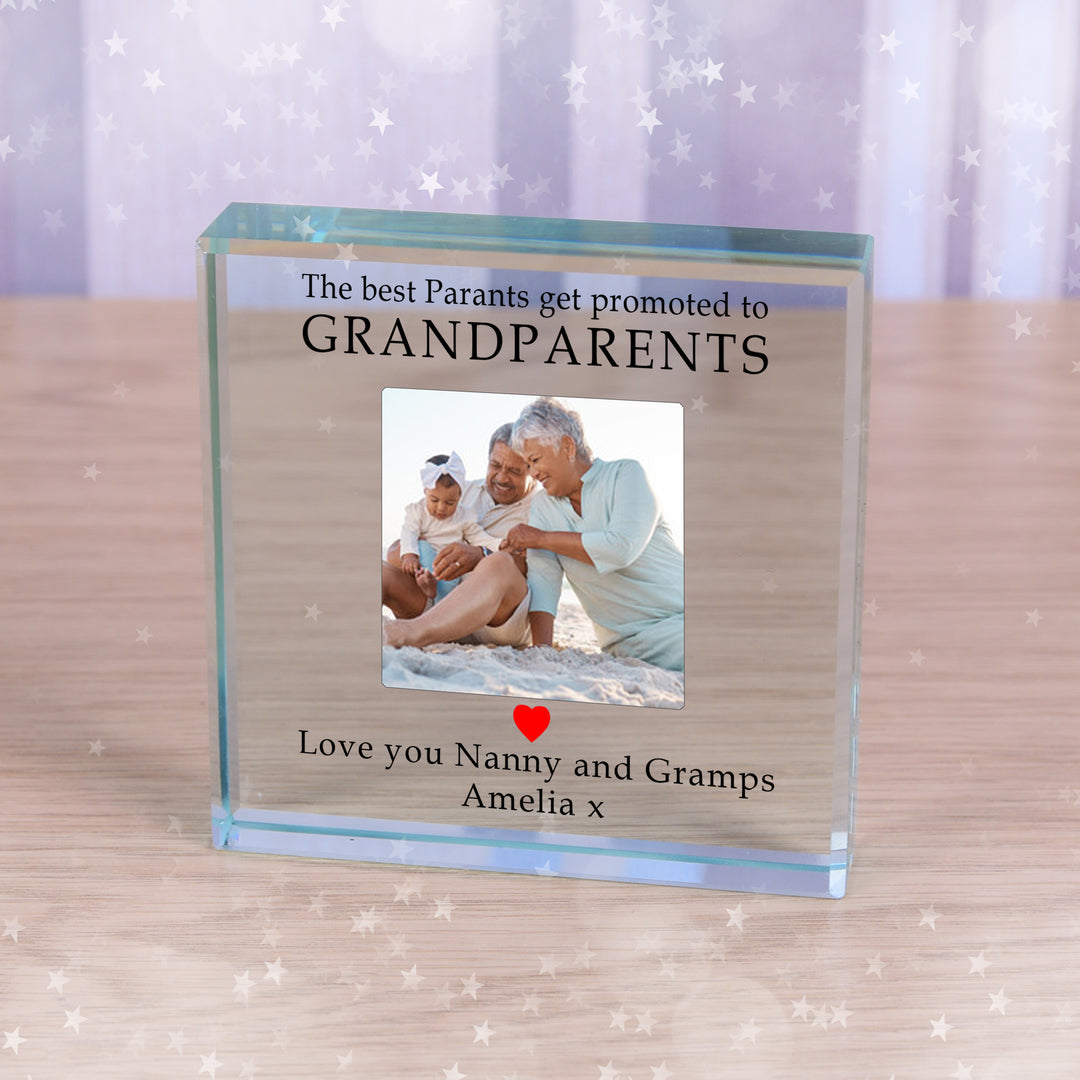 Personalised Promoted to Grandparents Glass Token