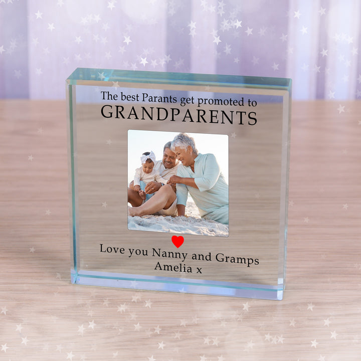 Personalised Promoted to Grandparents Glass Token