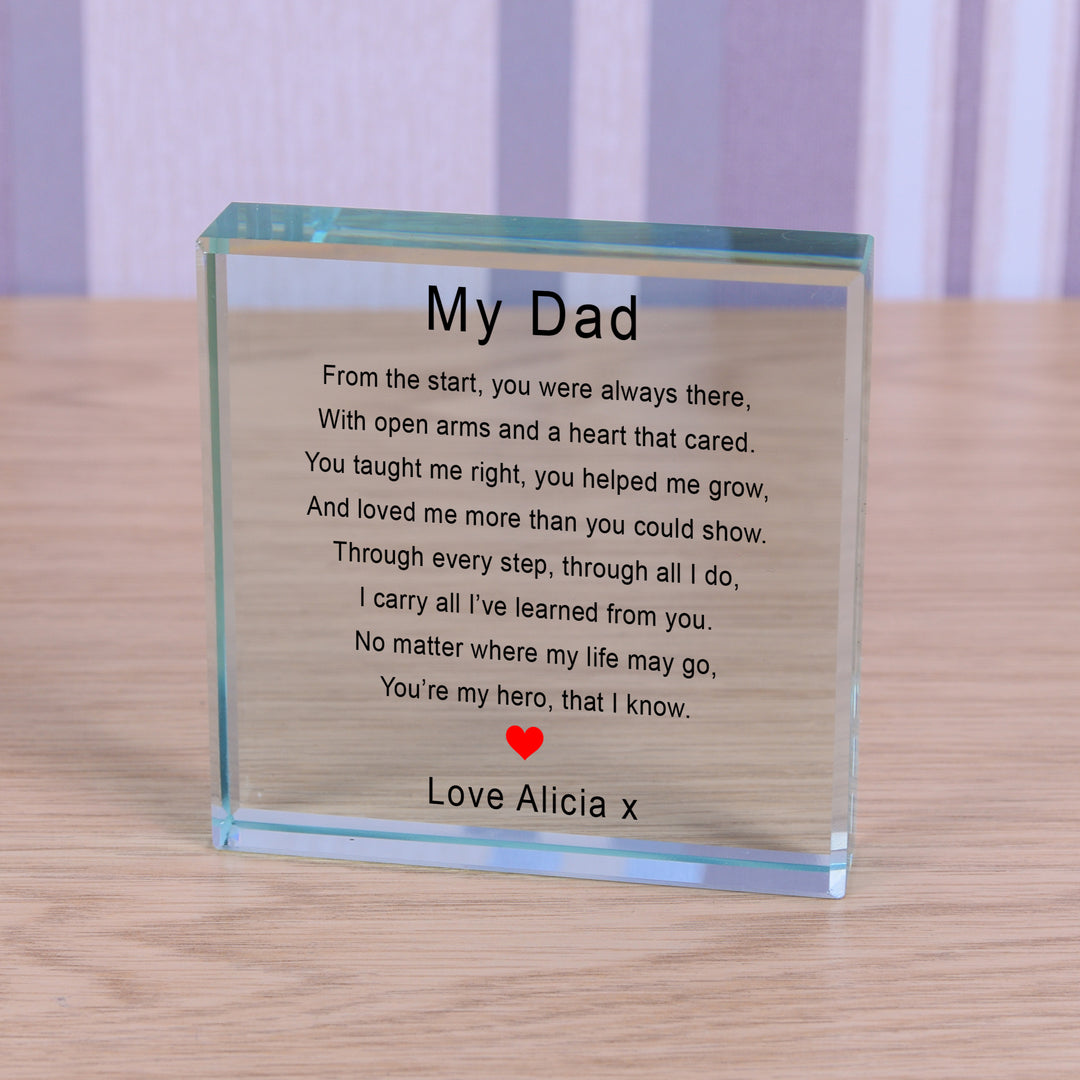 Personalised My Dad Glass Token with Message