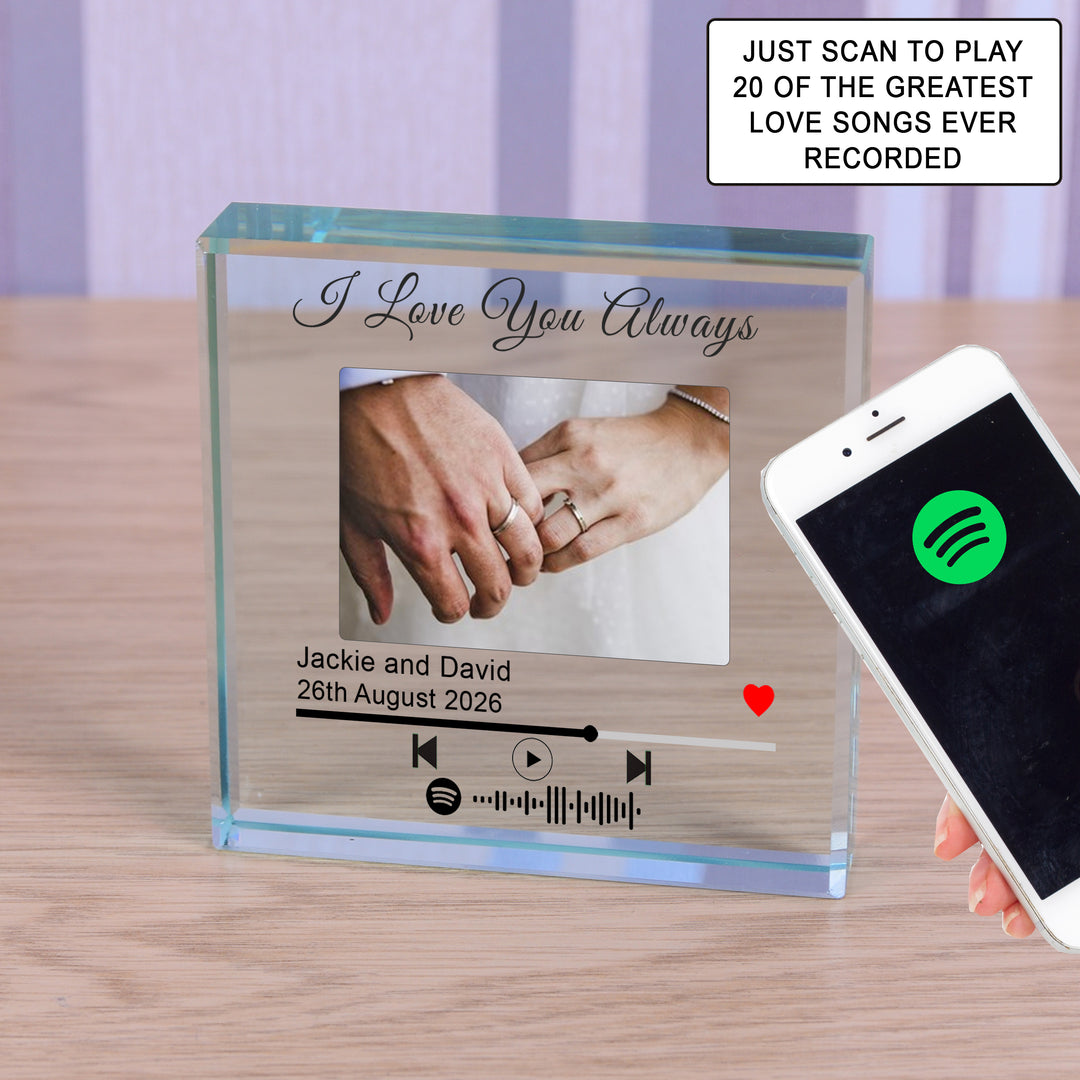 Personalised Spotify Love Songs Glass Token with Photo