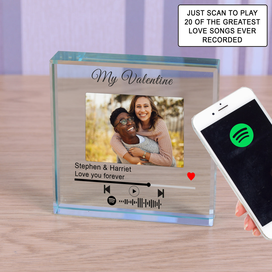 Personalised Spotify Love Songs Glass Token with Photo
