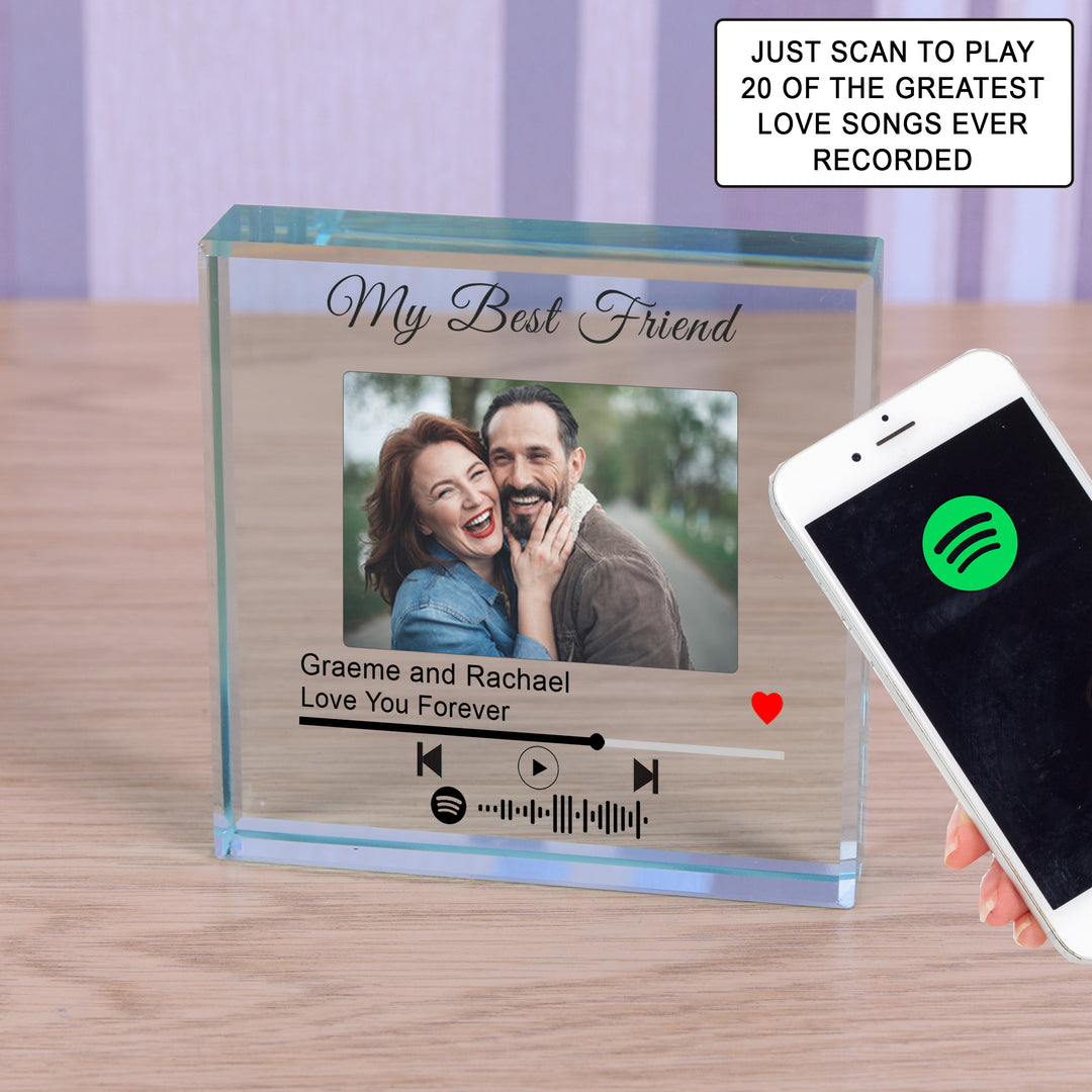 Personalised Spotify Love Songs Glass Token with Photo