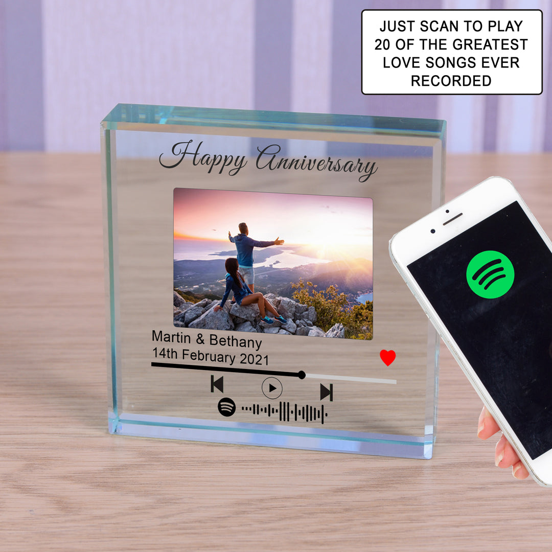 Personalised Spotify Love Songs Glass Token with Photo