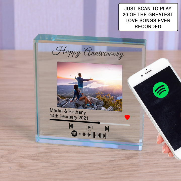 Personalised Spotify Love Songs Glass Token with Photo