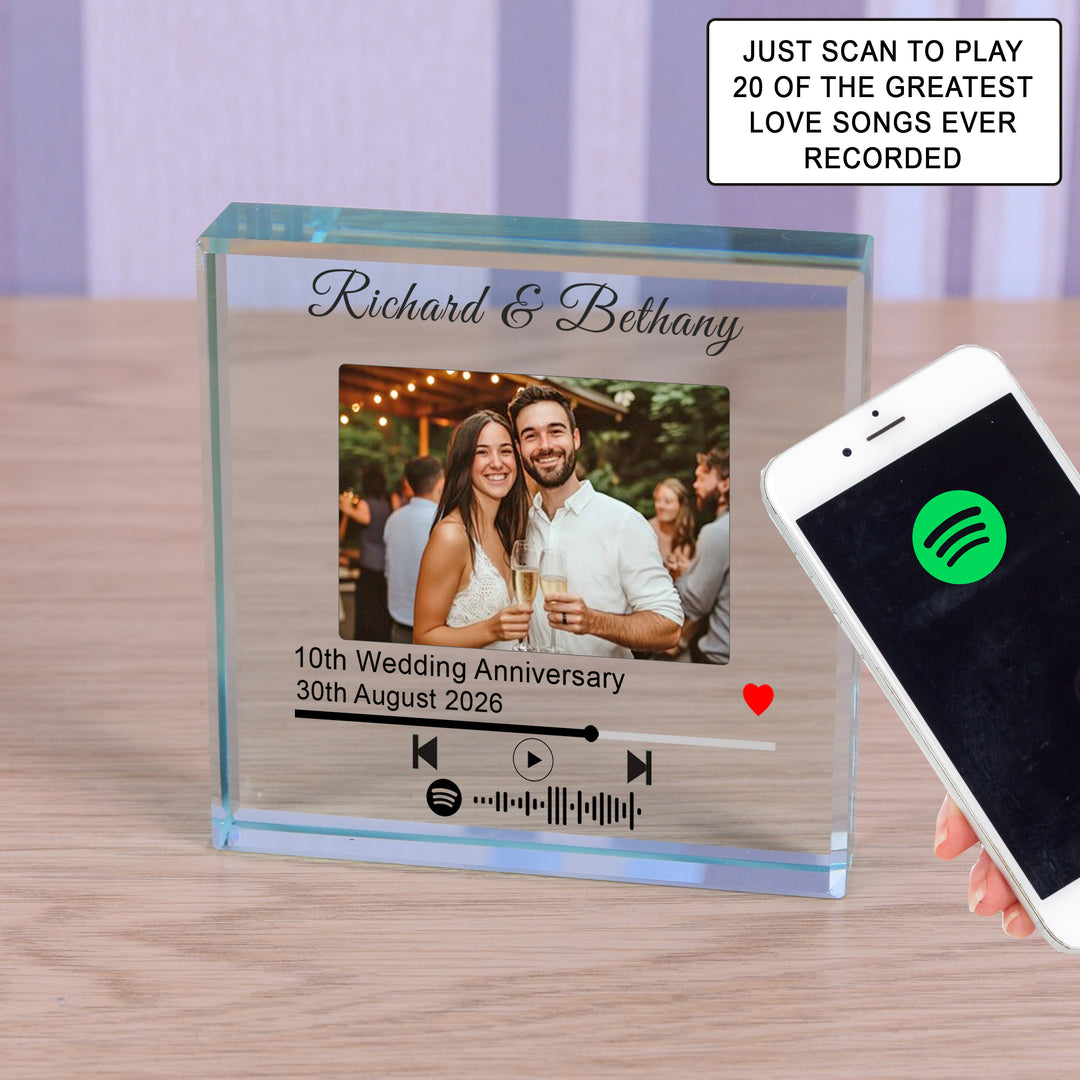 Personalised Spotify Love Songs Glass Token with Photo