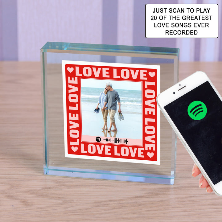 Personalised Love Songs Glass Token with Photo