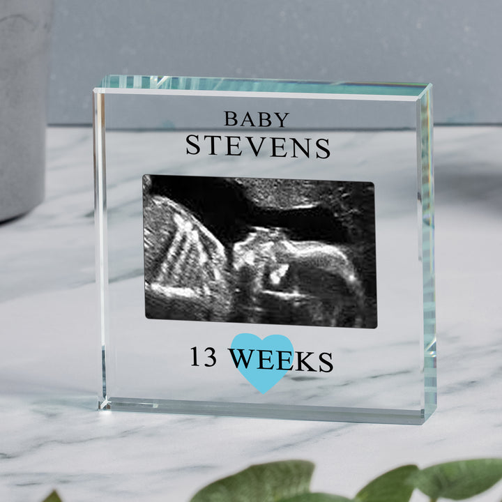 Personalised Baby Scan Glass Token Gift Boxed