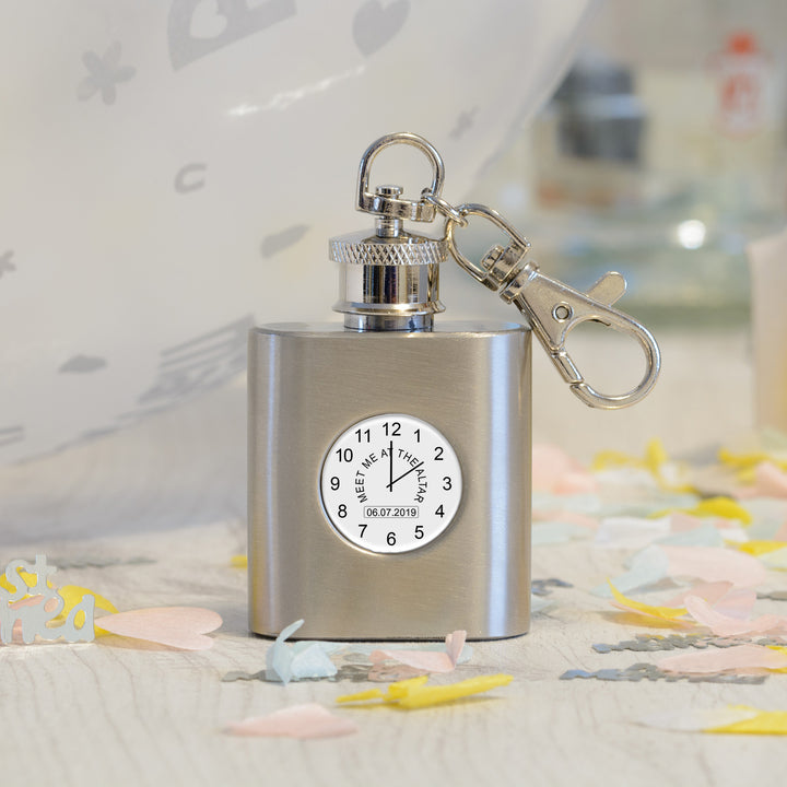 Personalised Meet Me At The Altar Hip Flask Keyring