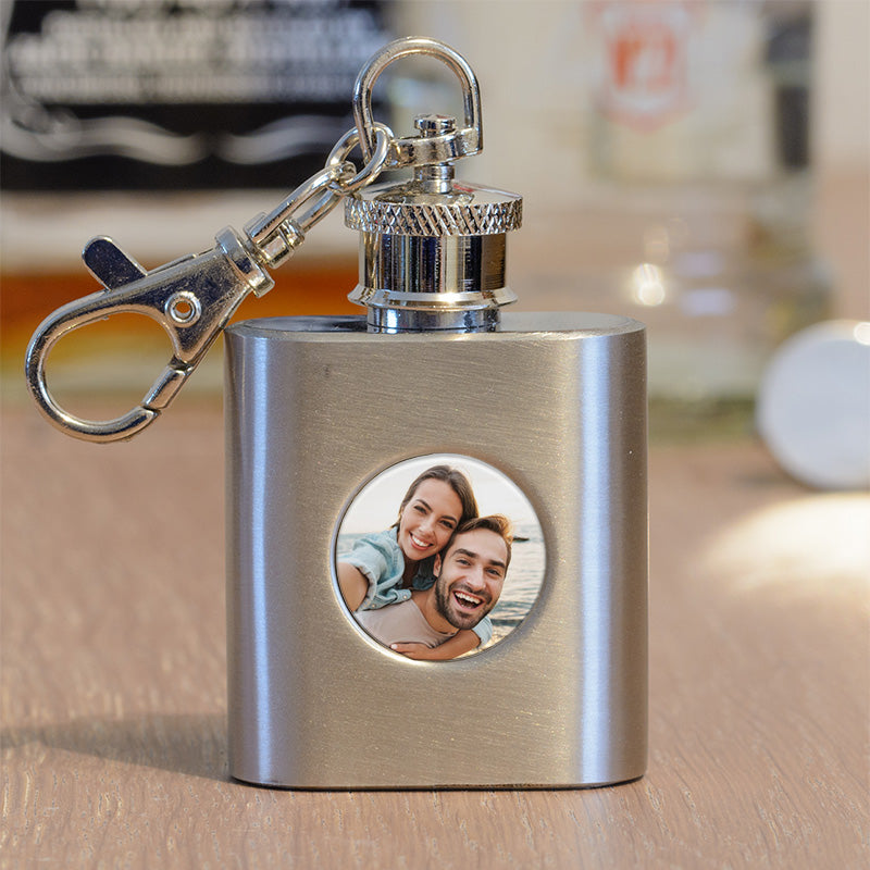 Personalised Photo Upload Hip Flask Keyring