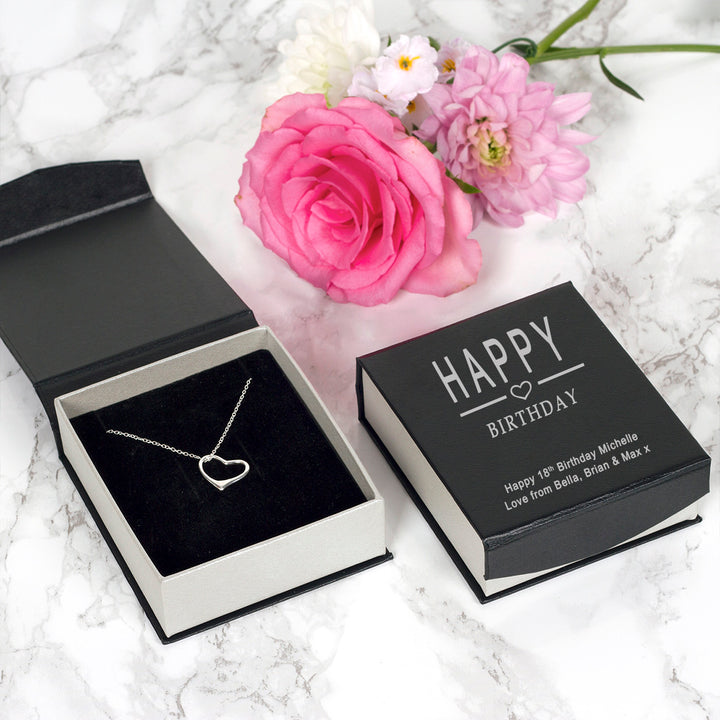 Personalised Happy Birthday Heart Pendant in Sterling Silver