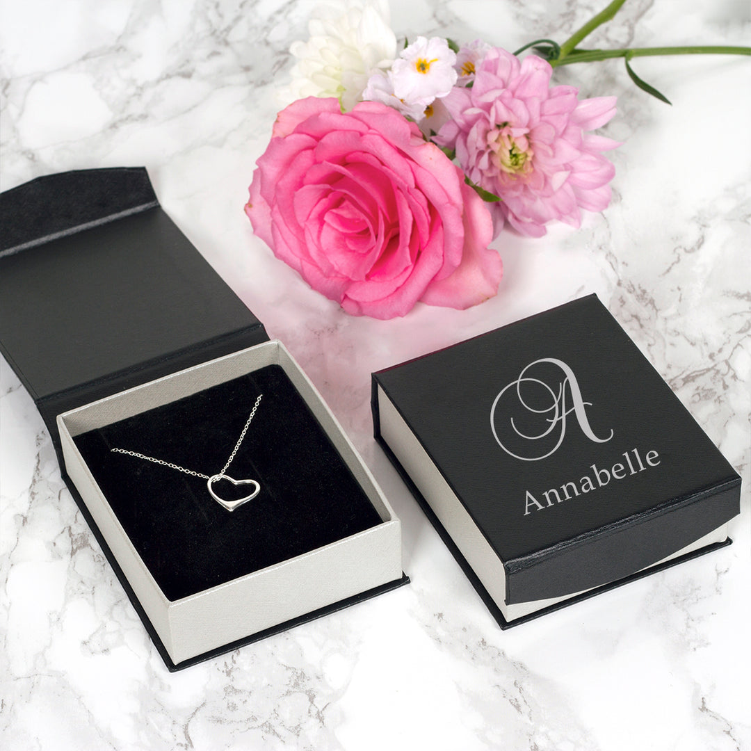 Personalised Sterling Silver Heart Pendant with Initial &amp; Name