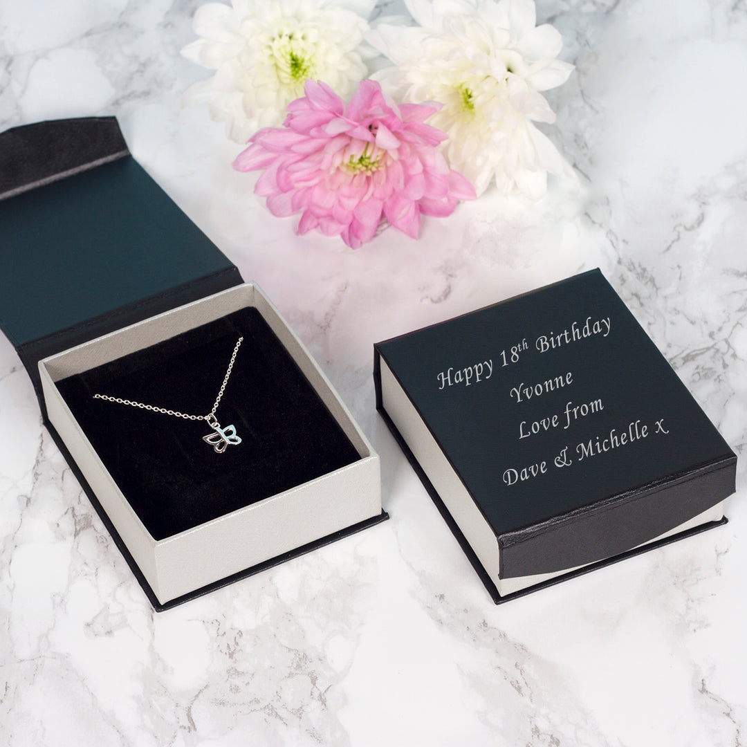 Personalised Sterling Silver Butterfly Pendant and Case
