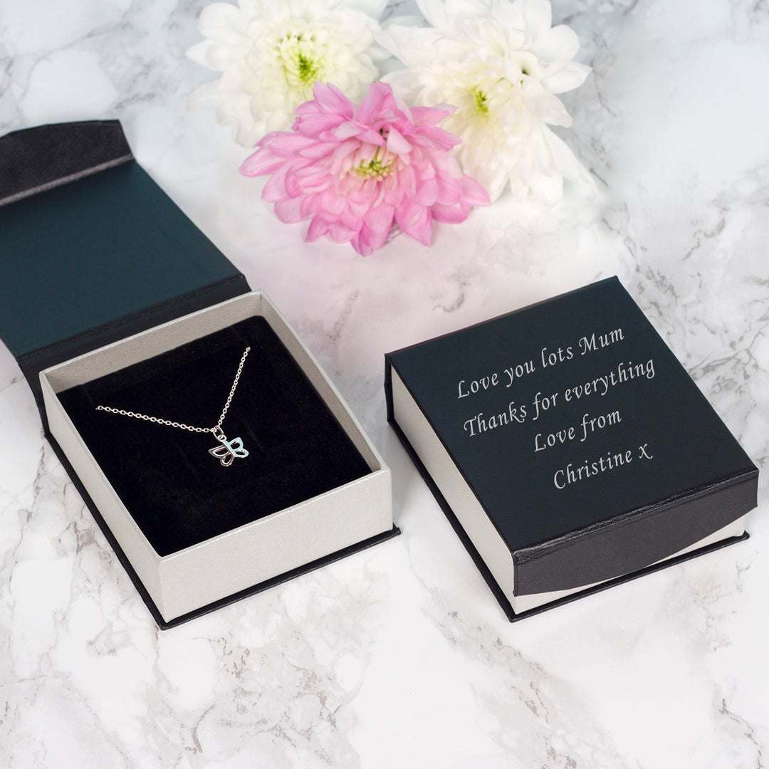 Personalised Sterling Silver Butterfly Pendant and Case