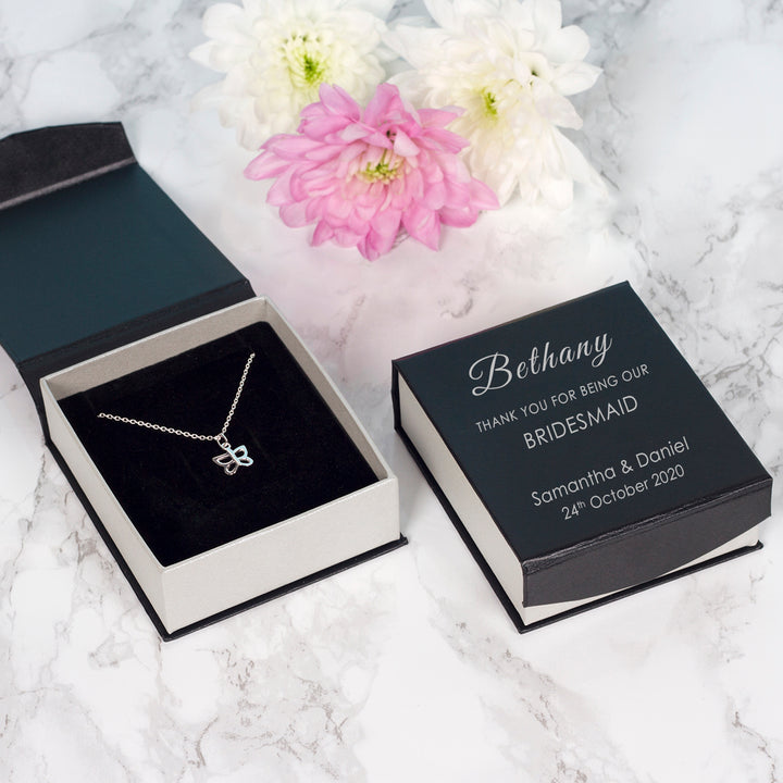 Personalised Bridesmaid Butterfly Pendant in Sterling Silver