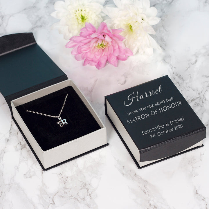 Personalised Bridesmaid Butterfly Pendant in Sterling Silver
