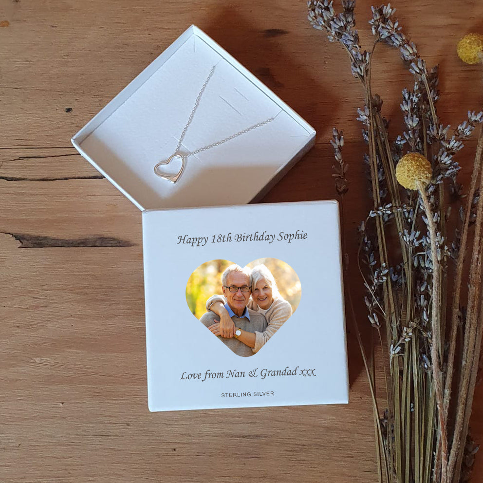 Personalised Photo Upload Heart Pendant in Sterling Silver
