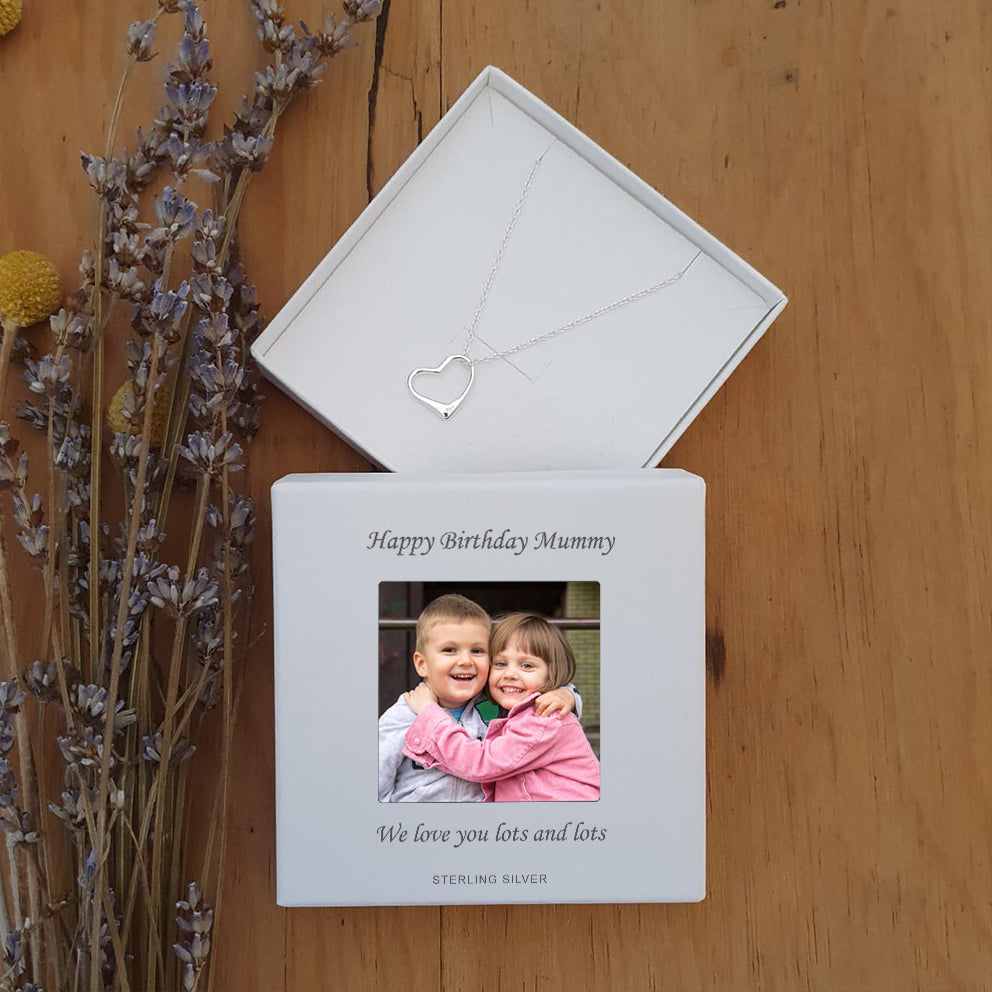 Personalised Sterling Silver Heart Photo Pendant Necklace