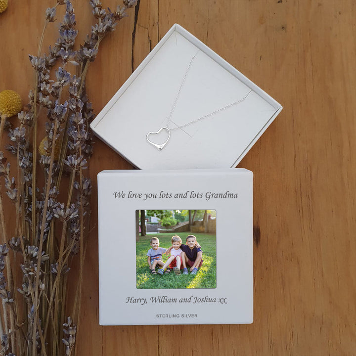Personalised Sterling Silver Heart Photo Pendant Necklace