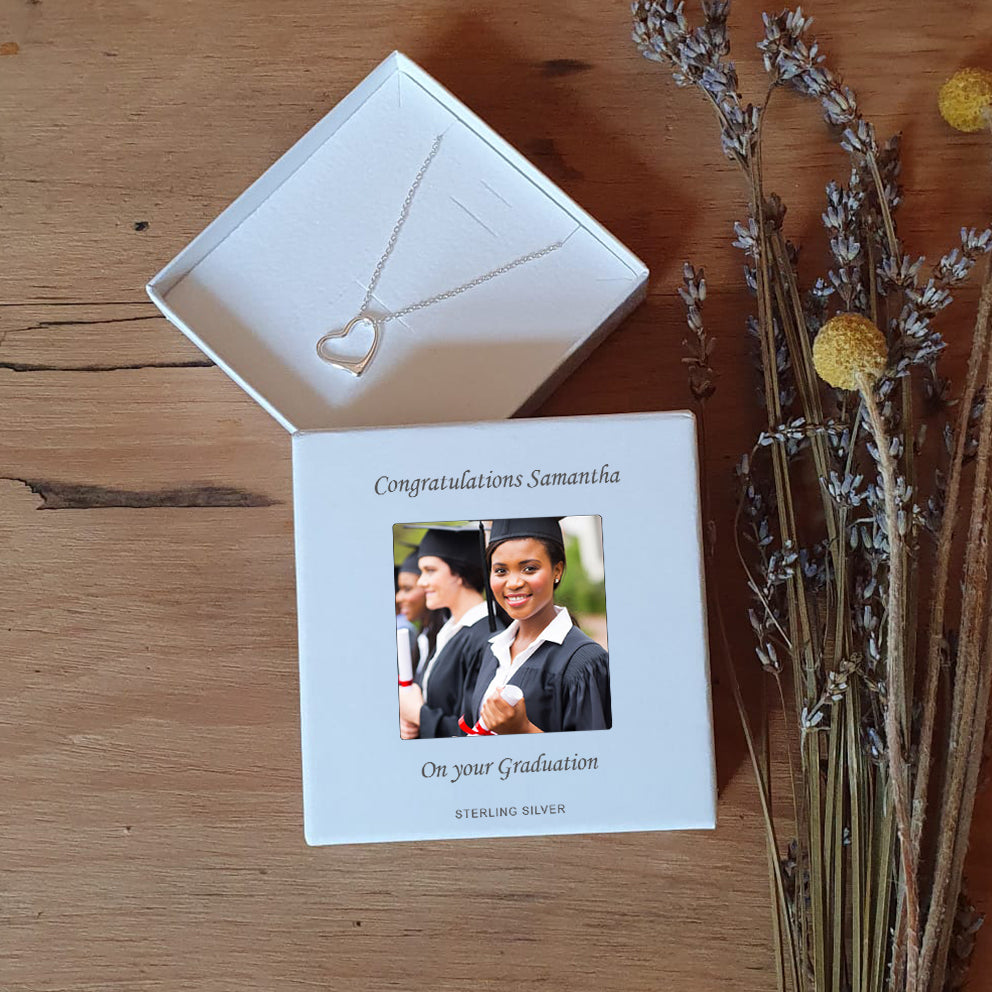 Personalised Sterling Silver Heart Photo Pendant Necklace