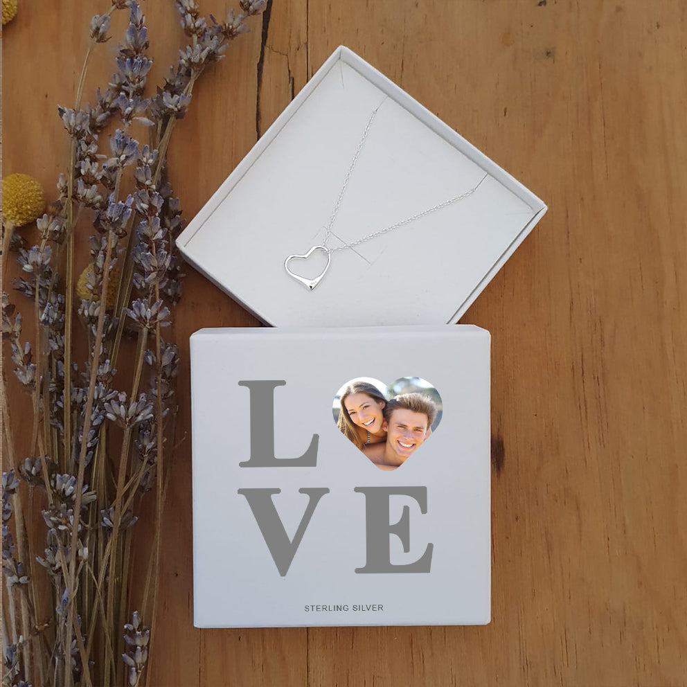 Personalised Love Photo Upload Heart Pendant in Sterling Silver
