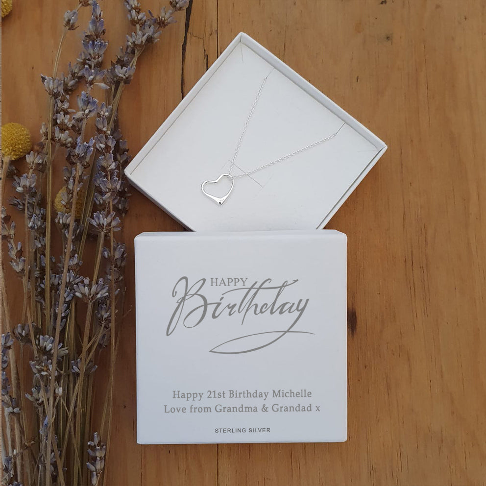 Personalised Sterling Silver Heart Pendant for Birthday