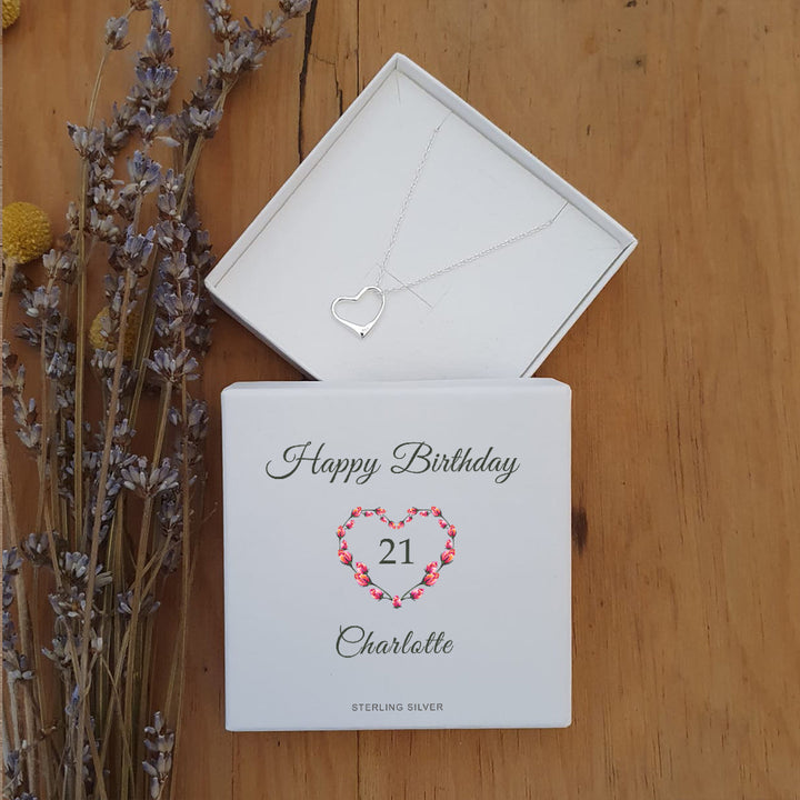 Personalised Sterling Silver Happy Birthday Heart Pendant