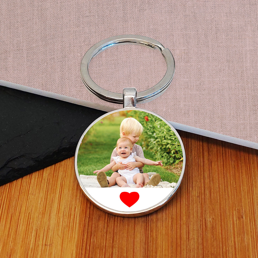 Personalised Photo Upload Heart Key Ring