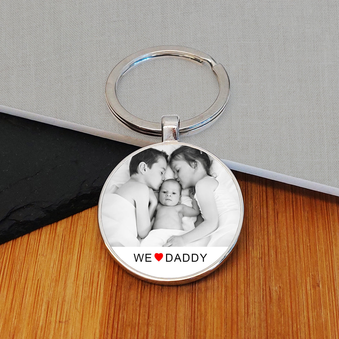 Personalised I/We Love Daddy Photo Keyring