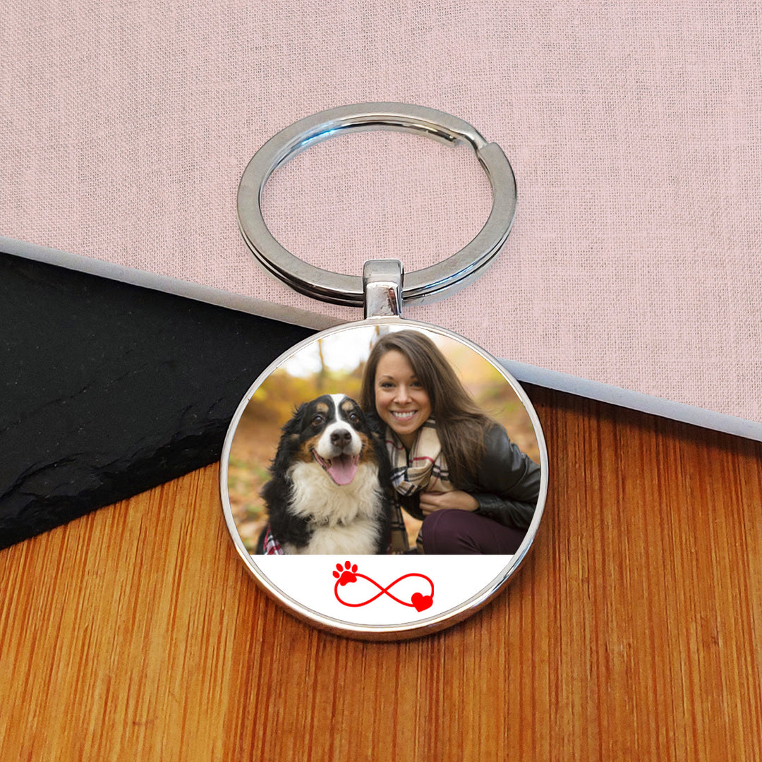 Personalised Paw Eternity Photo Keyring