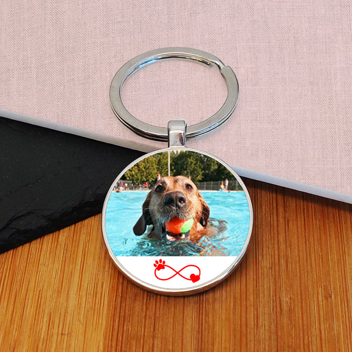 Personalised Paw Eternity Photo Keyring