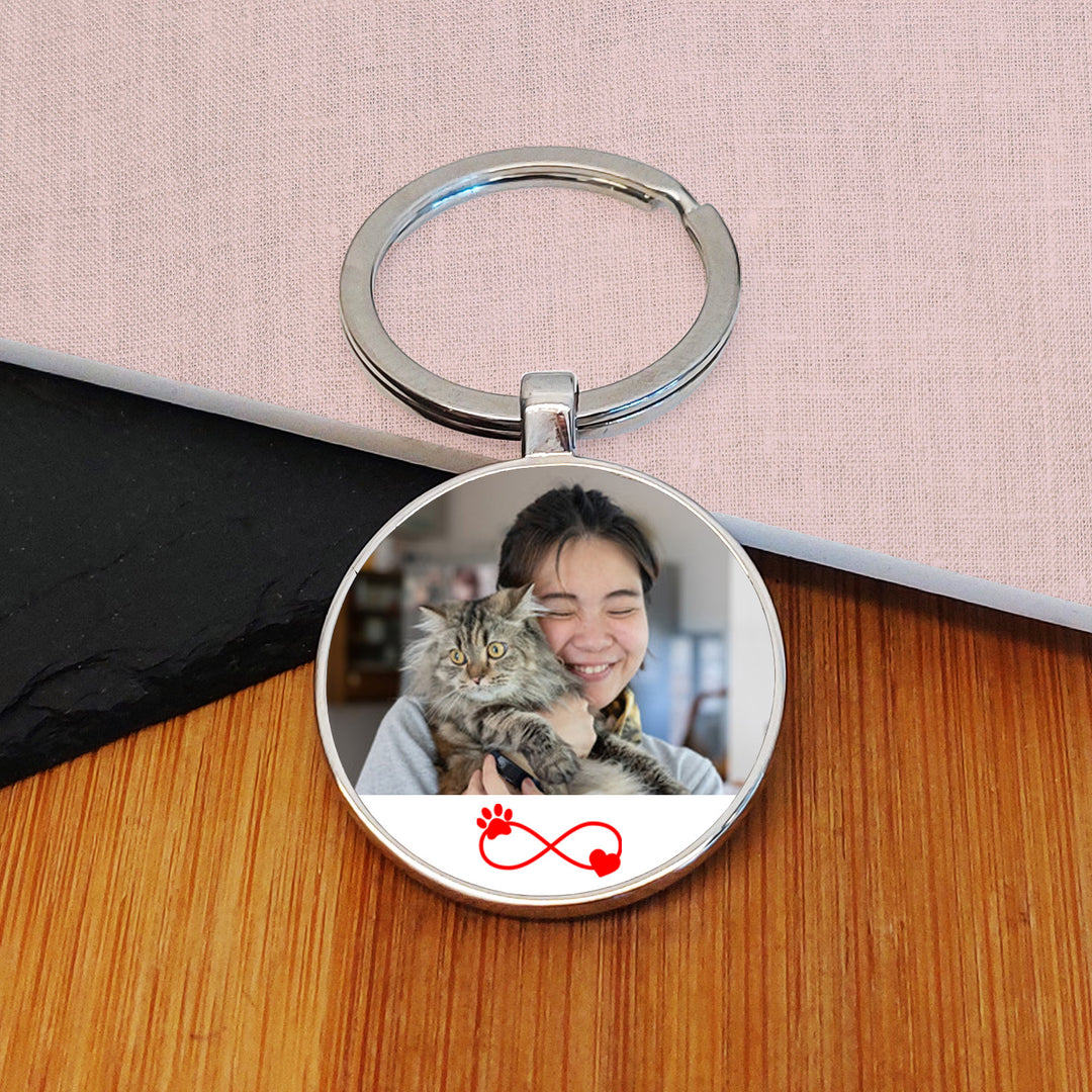 Personalised Paw Eternity Photo Keyring
