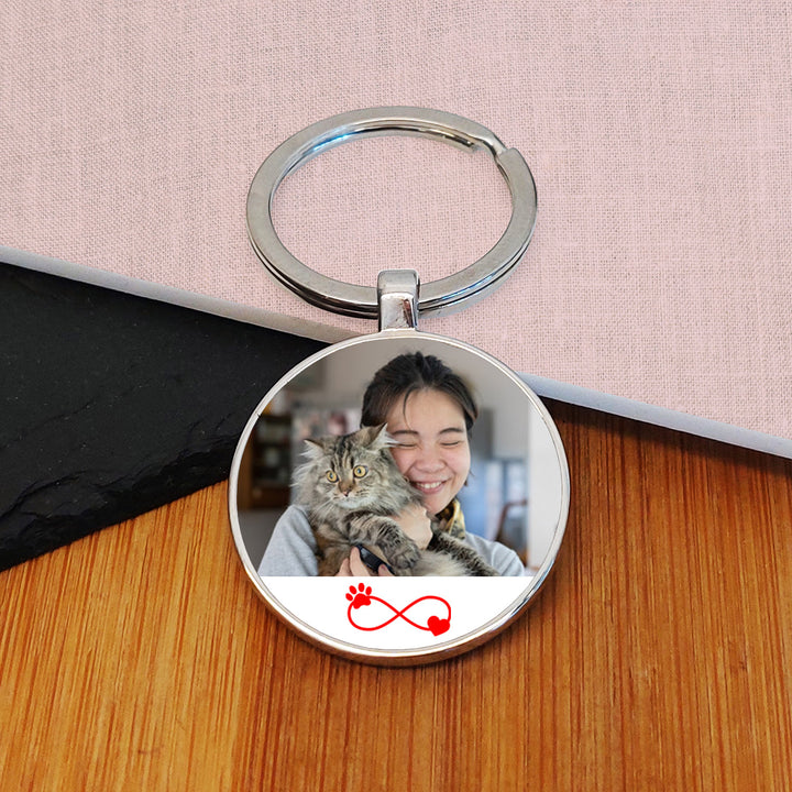 Personalised Paw Eternity Photo Keyring