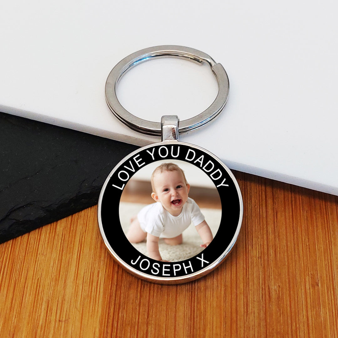 Personalised Love You Daddy Photo Keyring