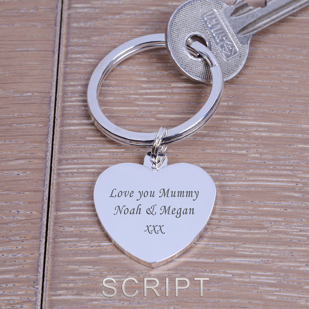Personalised Silver Plated Heart Keyring