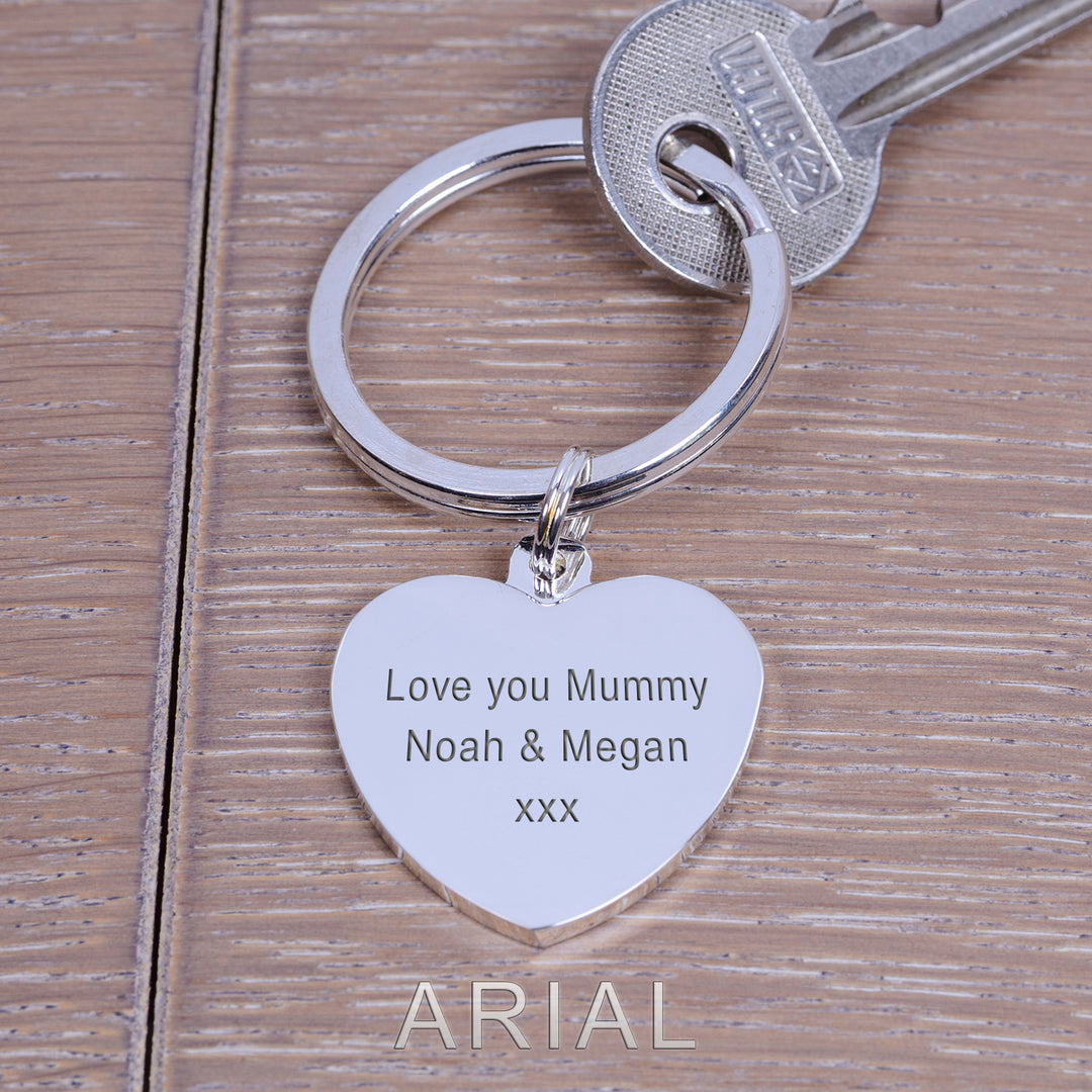 Personalised Silver Plated Heart Keyring