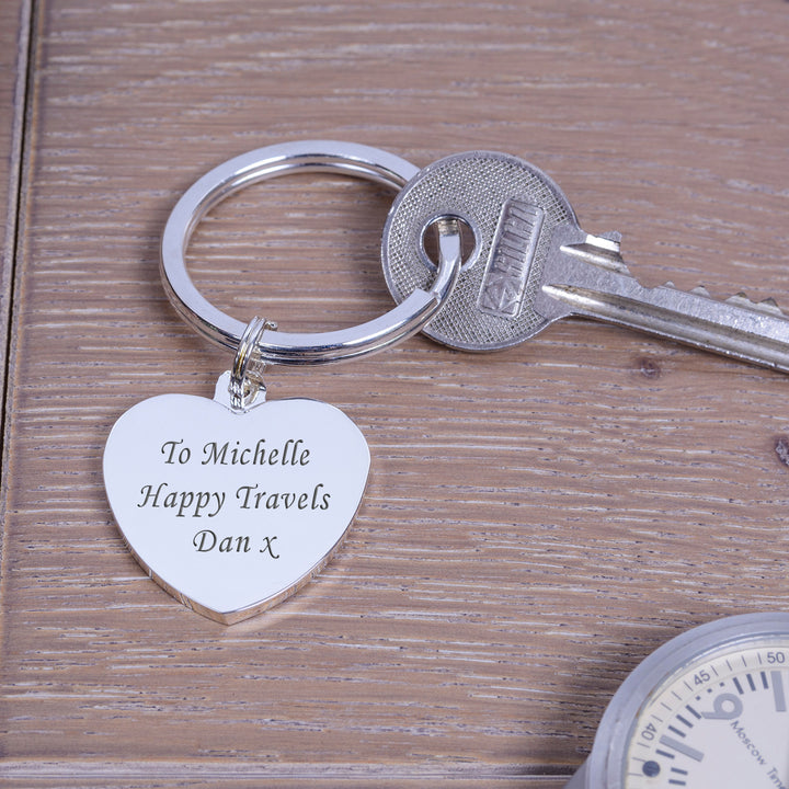Personalised Silver Plated Heart Keyring