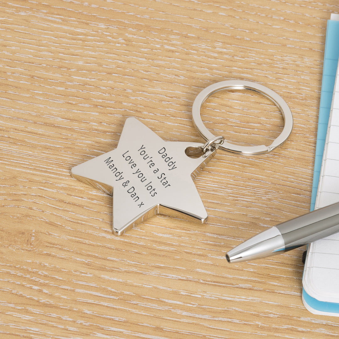Personalised Star Keyring with Engraving