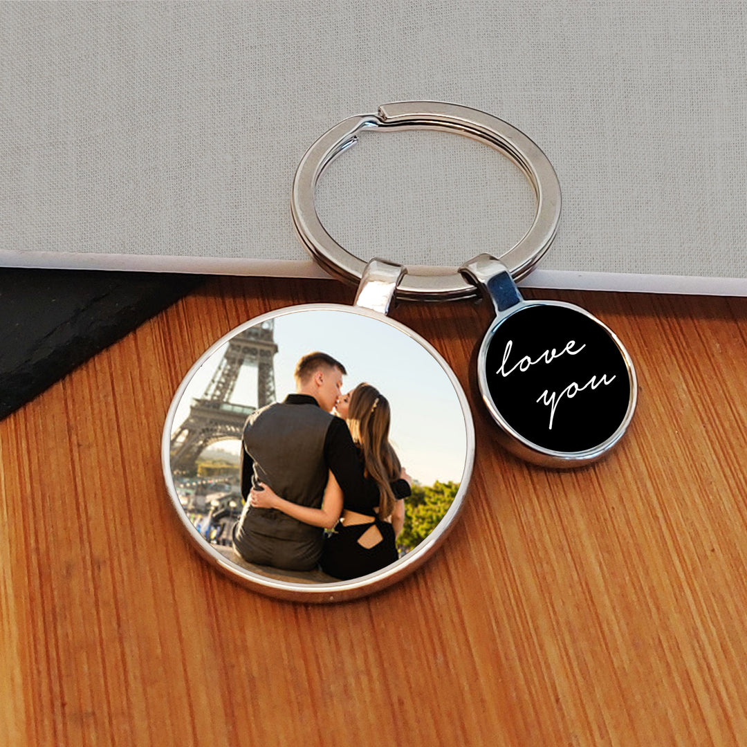 Personalised Love You Charm Photo Keyring