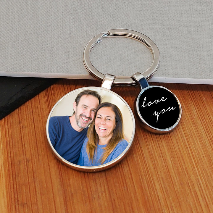 Personalised Love You Charm Photo Keyring