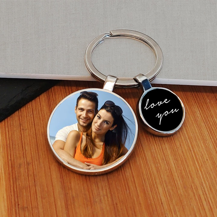 Personalised Love You Charm Photo Keyring