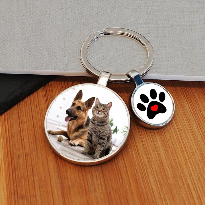 Personalised Pawprint Photo Keyring with Charm