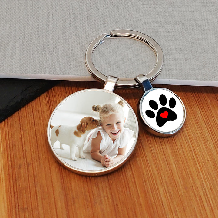 Personalised Pawprint Photo Keyring with Charm
